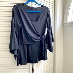 Black side tie flutter sleeve top